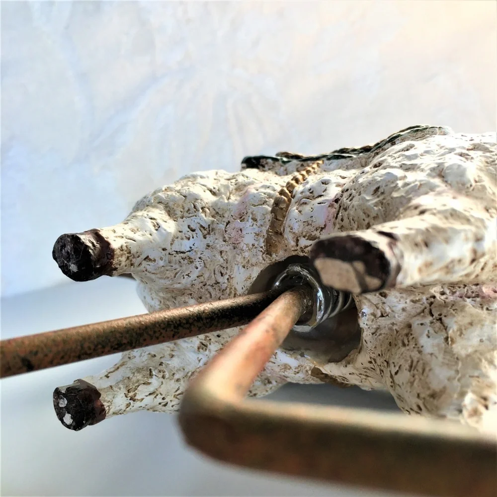ROCKING Sheep ART FIGURINE  on Rolling Wheels